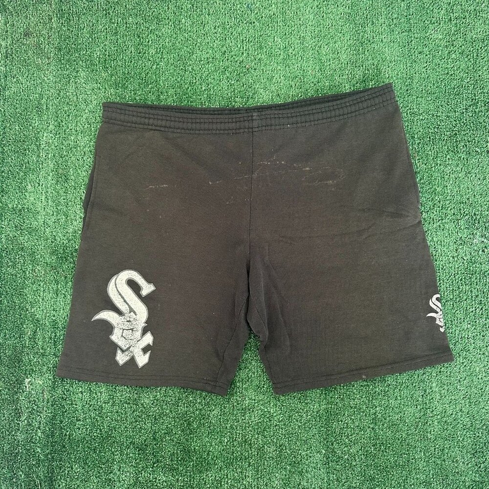 Vintage 90s Chicago White Sox Sweat Shorts MLB Baseball Logo Black M Athleisure